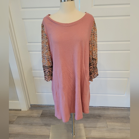 UMGEE DUSTY ROSE MIXED PRINT DRESS - Picture 5 of 6